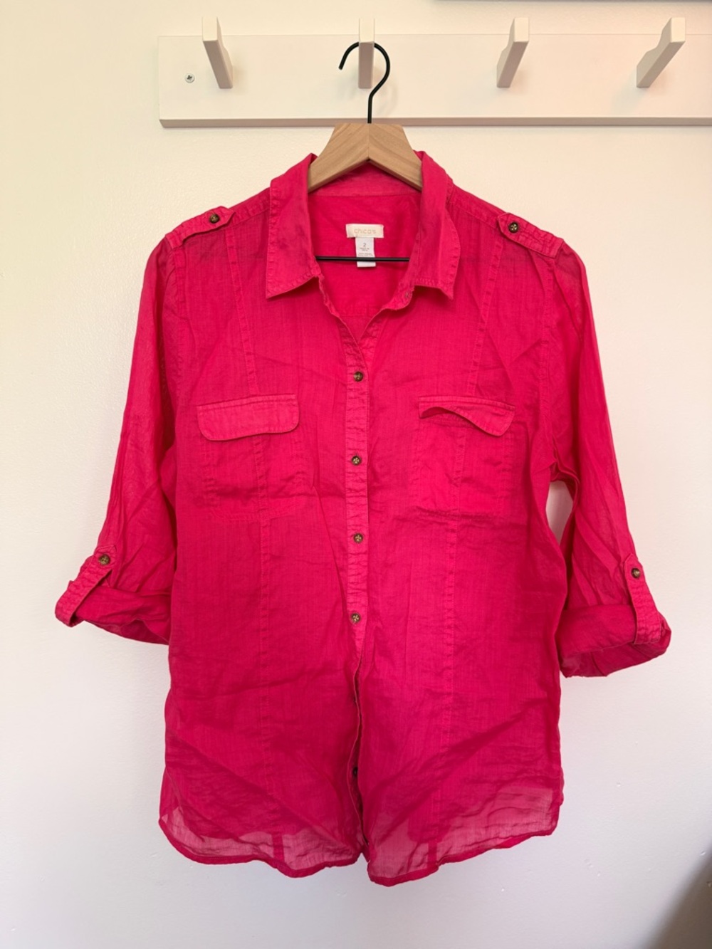 Chico’s Bright Pink Women’s Buttondown - Sz 2